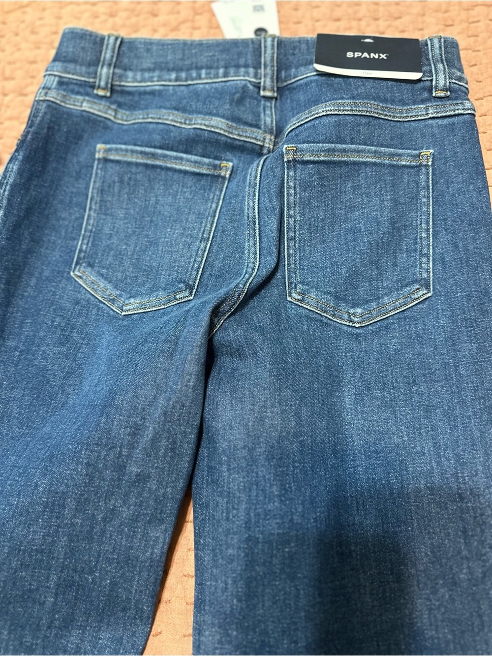 Spanx Women's Dark Blue Stretch Flare Jeans - Picture 2 of 3